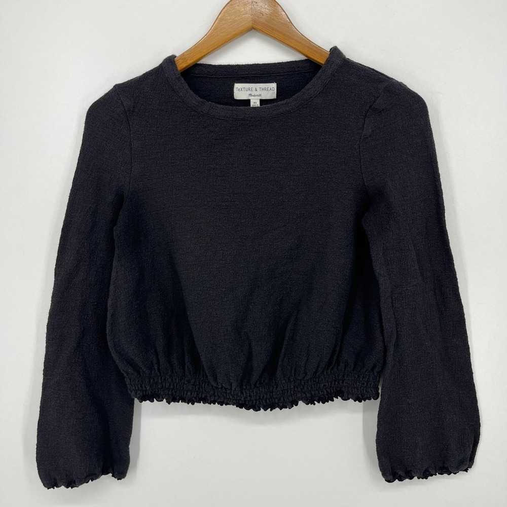Madewell Texture & Thread‎ Long Sleeve Top Women's Size XS Black Solid